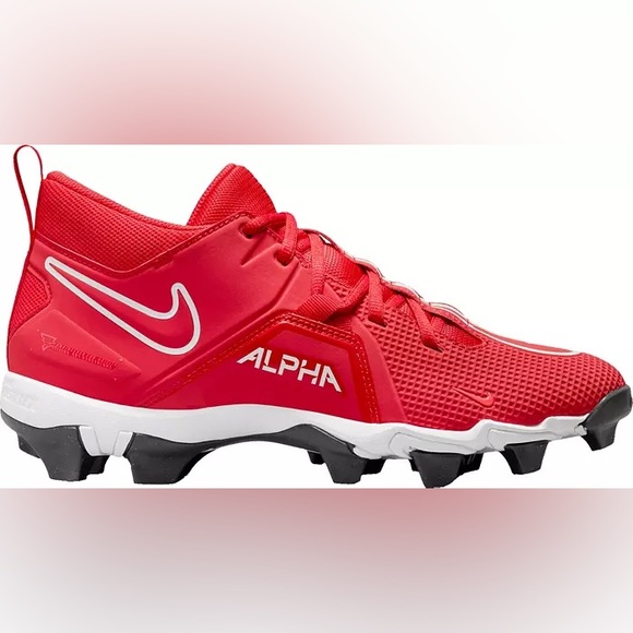 Nike Alpha Menace 3 Shark Mid Football Cleats Red White CV0582-616 Mens Size 15 - Picture 9 of 11